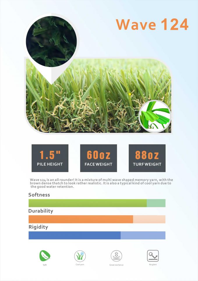 หญ้าเทียมสวน 20 มม. ปลอดสารตะกั่วติดตั้งง่าย ISO 14001 0