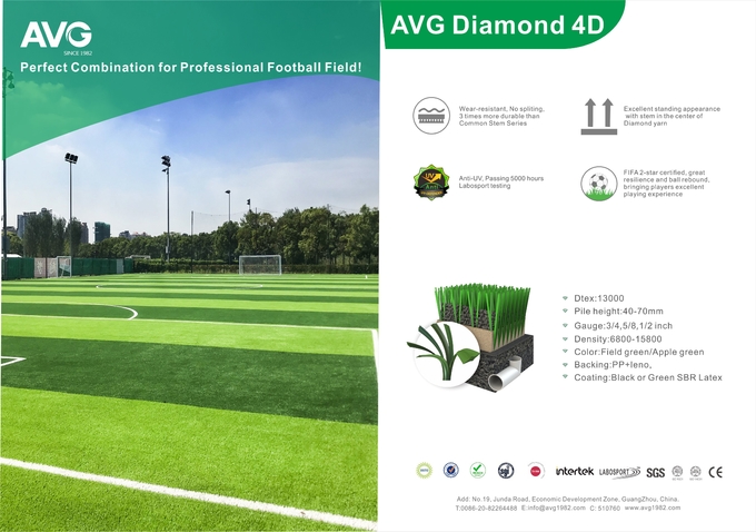 พรมปูพื้นสนามหญ้าเทียมฟุตบอลฟุตบอลฟุตบอลขนาด 60 มม. ที่ได้รับการรับรองจาก FIFA 0